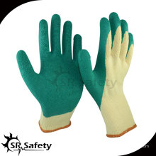 SRSafety Gelber polycotton beschichteter grüner Latex auf Palme und Daumen, hochwertige Latex Arbeitshandschuhe aus China